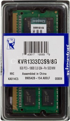   SO-DIMM 8  DDR3 SDRAM Kingston "ValueRAM" KVR1333D3S9/8G (PC10666, 1333 , CL9) (r