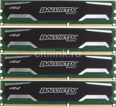   Crucial DDR3 32GB (PC3-12800) 1600MHz Kit (4 x 8GB) [BLS4CP8G3D1609DS1S00BEU] Ballisti