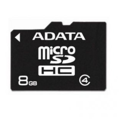   ADATA (AUSDH8GCL4-RA1) microSDHC Memory Card 8Gb Class4 + microSD--)SD Adapter