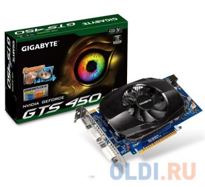  1Gb (PCI-E) GIGABYTE GV-N450-1GI  CUDA (GFGTS450, GDDR5, 128 bit, 2*DVI, mini HDMI, Reta