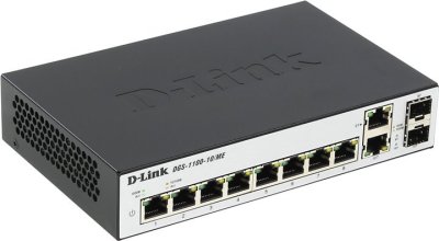  D-Link (DGS-1100-10/ME) Gigabit Smart Switch (8UTP 10/100/1000Mbps+ 2Combo 1000BASE-T/SFP