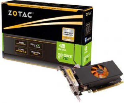  1024Mb Zotac GeForce GT720 PCI-E 64bit DDR3 DVI HDMI HDCP ZT-71204-10L Retail