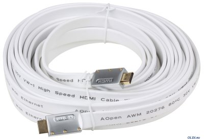  AOpen HDMI 19M/M 1.4V+3D/Ethernet AOpen (ACG545A_W-10M) - Flat Top Quality