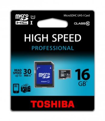   MicroSD 16Gb Toshiba Exceria (THN-M301R0160EA) Class 10 microSDHC + Adapter