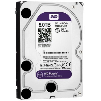   5Tb Western Digital WD50PURX Surveillance HD,Purple DV, SATA III [IntelliPower, 64Mb],