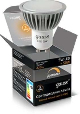   Gauss LED GU10 5W SMD AC220-240V 2700K 