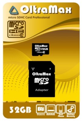   OltraMax microSDHC Class 10 32GB + SD adapter