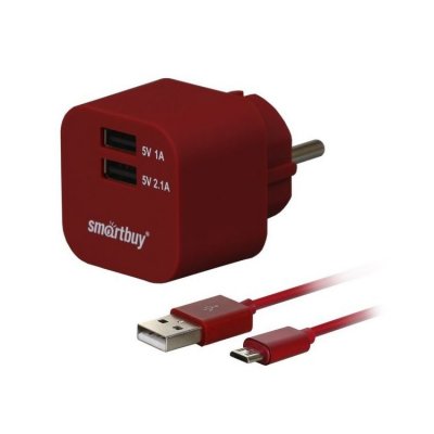 Smartbuy   Volt Combo 2xUSB 3.1A + MicroUSB SBP-2350 Dark Red