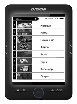   Digma R658 (Black) (6", mono,, 800x600, 4Gb, FB2/PDF/DJVU/RTF/CHM/EPUB/JPG/BMP, mi