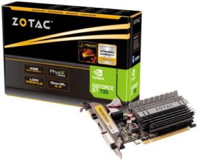  4Gb (PCI-E) DDR-3 ZOTAC (GeForce GT730 Zone Edit.) (RTL) D-Sub+DVI+HDMI