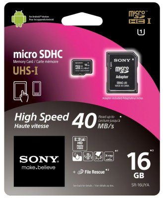   microSDHC 16    SDSony SR16UYA class 10