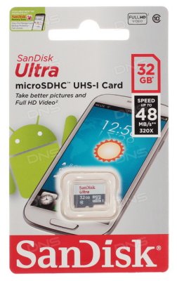   32Gb microSDHC SanDisk Ultra (SDSQUNB-032G-GN3MN), Class 10, UHS-I, R48 MB/s,  