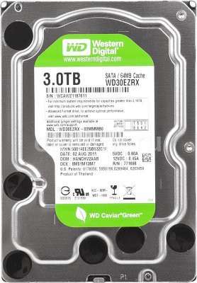   3.5" 3 Tb 5400rpm 64Mb cache Western Digital Caviar Green SATAIII WD30EZRX