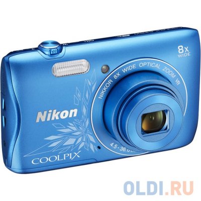  Nikon Coolpix S3700 Blue Lineart (20.1Mp, 8x zoom, 2.6", SDXC, 720P)