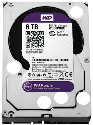    3,5" 6000Gb Western Digital (WD60PURX) 64Mb 7200rpm SATA3 Purple