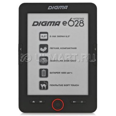   Digma E627 6" E-ink HD Pearl 600MHz 64Mb/4Gb/microSDHC/FM 