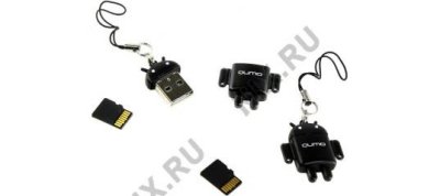   Qumo Fundroid (QM8GCR-MSD10-FD-BLK) MicroSDHC Memory Card 8Gb Class10 + USB microSD Rea