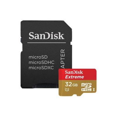   Sandisk Extreme MicroSDHC Class 10 UHS-1 45 Mb/s 32GB + SD  (SDSDQXL-032G-G46A)