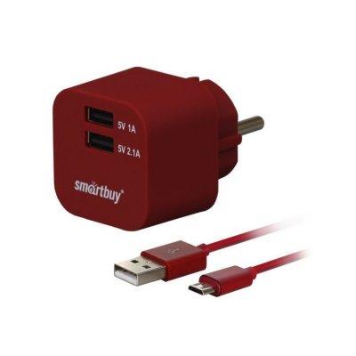 Smartbuy   Volt Combo 2xUSB 3.1A + MicroUSB SBP-2350 Dark Red