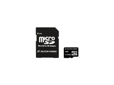   Silicon Power micro SDHC Card 4GB Class 6 + SD adapter