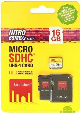   Strontium micro SDHC 16Gb UHS-I Nitro 433x+USB-+ (SRN16GTFU1C)