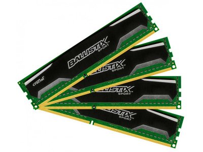   Crucial Ballistix Sport DDR3 DIMM 1600MHz PC3-12800 CL9 - 32Gb KIT (4x8Gb) BLS4CP8G3D1