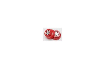 Wheels, SCT satin chrome, red beadlock style, dual profile (1.8 outer, 1.4 inner) (2) - TRA7