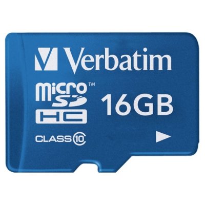   Verbatim Tablet microSDHC Class 10 UHS-1 16GB + SD adapter