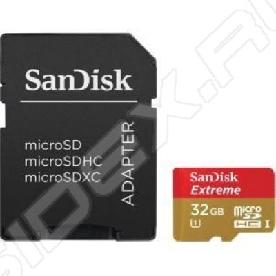   SanDisk Extreme (SDSQXNE-032G-GN6AA) microSDHC Memory Card 32Gb UHS-I U3 + microSD--) S