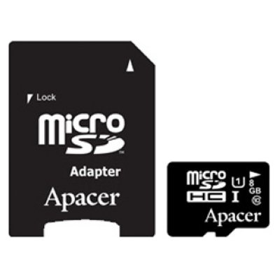   Apacer microSDHC Card Class 10 UHS-I U1 8GB + SD adapter