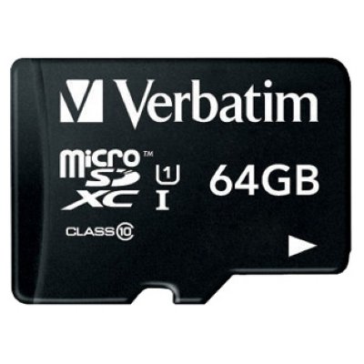   Verbatim microSDXC Class 10 UHS-1 + 64GB SD adapter