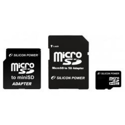   Silicon Power (SP016GBSTH004V81) MicroSDHC Memory Card 16Gb Class4 + USB microSD Reader