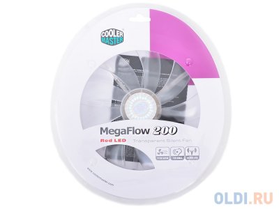  Cooler Master MegaFlow 200 Red LED Silent Fan (R4-LUS-07AR-GP) 200x200x30 