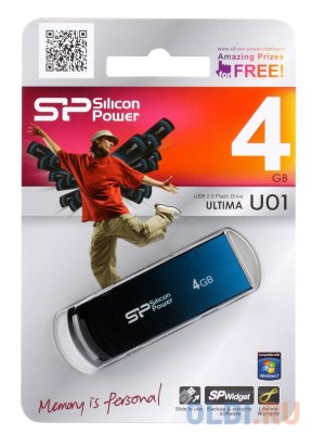   4GB USB Drive [USB 2.0] Silicon Power Ultima U1 metal Blue