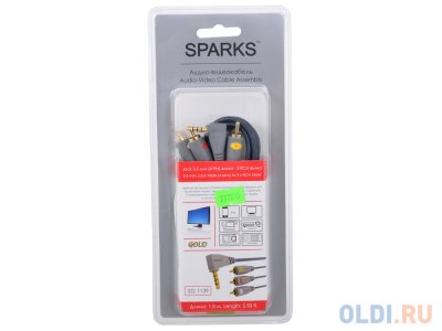  3.5M/3xRCA 1.8  Belsis SG1139 Sparks GOLD, 3.5  jack/3xRCA  +-,