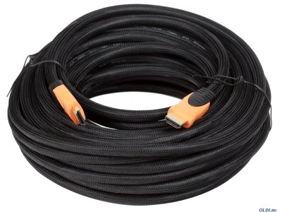  HDMI 19M/19M 15m ver1.4 +3D/Ethernet AOpen [ACG532-15M] NYLON Braid, 24K Gold, black+orange