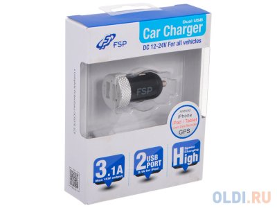    FSP Mini Car USB Charger 5V/3A Black