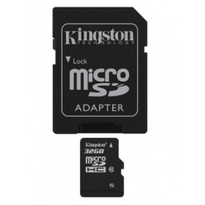   MicroSD 32Gb Kingston (SDC10/32GB) Class 10 microSDHC + adapter