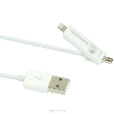 Promate linkMate.Duo, White  USB   Apple Lightning  MicroUSB