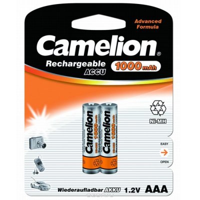 Camelion AAA-1000mAh Ni-Mh BL-2 (NH-AAA1000BP2) , 1.2 