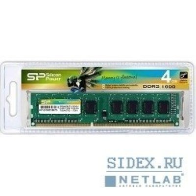   Silicon Power DDR3 DIMM 4GB (PC3-12800) 1600MHz SP004GBLTU160N01