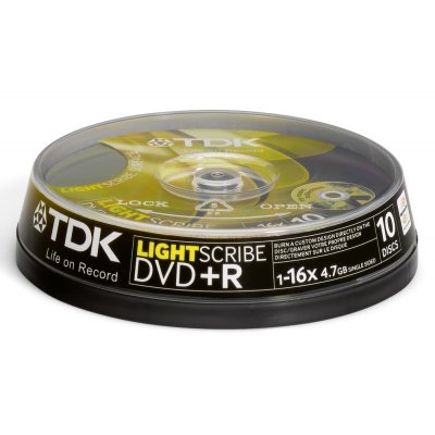  DVD+R TDK 4.7Gb 16x Cake Box Lightscribe Color (10 ) (t18828)