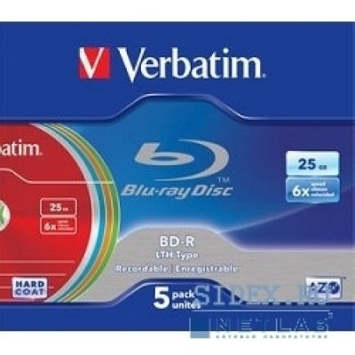  BD-R Verbatim 6-x, 25 Gb, SL/5 Color LTH [43774]