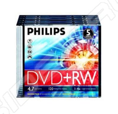  DVD+RW Philips 4.7Gb 4x Slim Case (5 ) (DW4S4S01F/97)