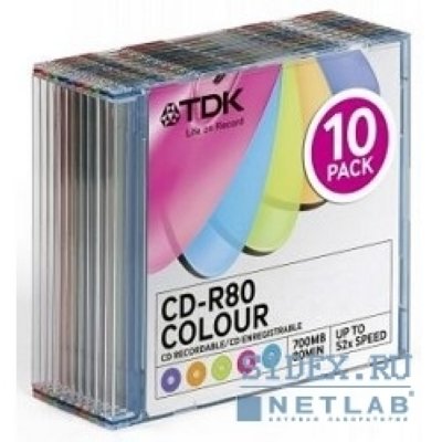  TDK CD-R Colour 700MB 52x SJC (10 ) (t18924) CD-R80SCMIXA10-L