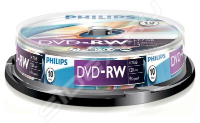  DVD-RW Philips 4.7Gb 4x Cake Box (10 ) (DN4S4B10F/97)