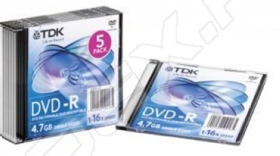  DVD-R TDK 4.7Gb 16  Slim Case (DVD-R47SCED5) (5 )