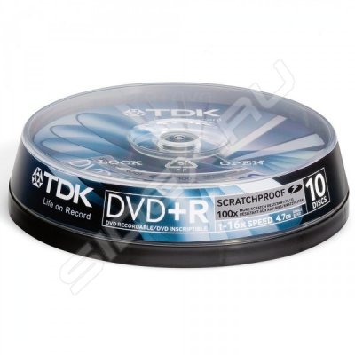  TDK DVD+R 4.7Gb 16x Cake Box (10 ) (t19492) (DVD+R47SPCBED10)