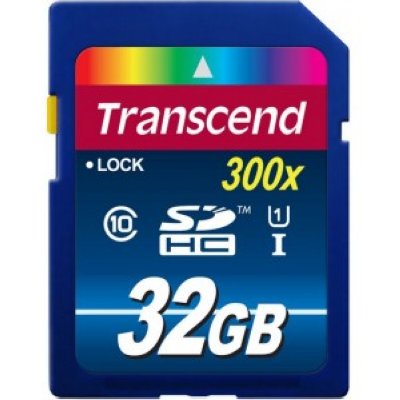   32Gb - Transcend High-Capacity Class 10, UHS Class 1, 300X - Secure Digital TS32GSDU1 (