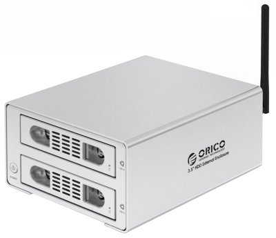   Orico 3529U3RF, 2xSATA 3.5", USB3.0, Gigabit Ethernet & IEEE 802.11n, Silver